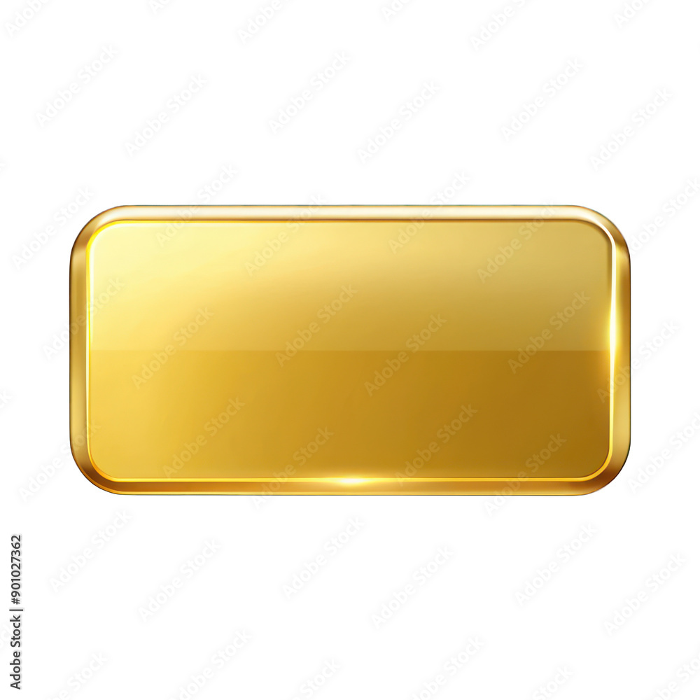Gold rectangle button isolated on transparent background Gold rectangle button isolated on transparent background