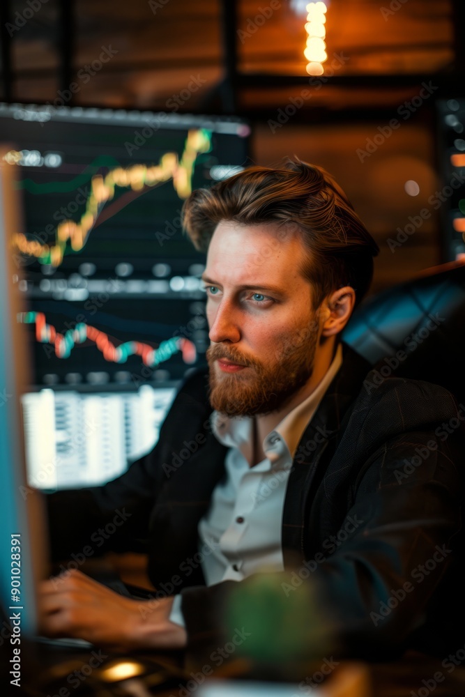 Portrait of a crypto broker handling transactions, Generative AI Portrait of a crypto broker handling transactions, Generative AI