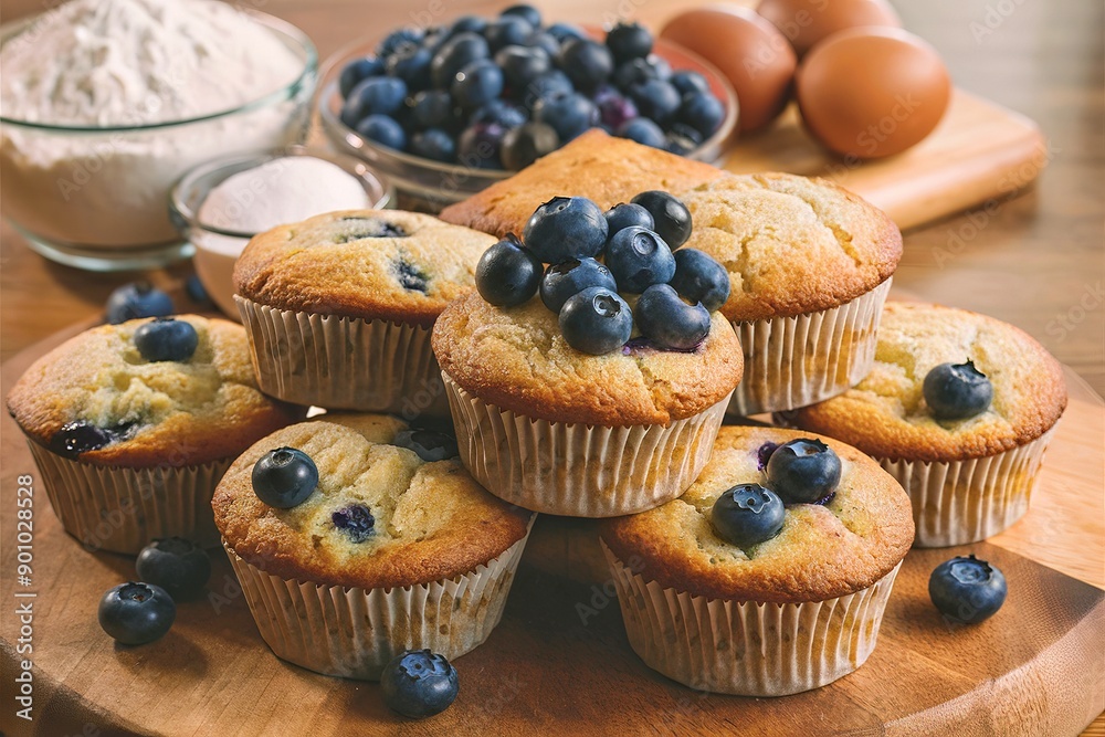 Blueberry Muffins with Ingredients Blueberry Muffins with Ingredients