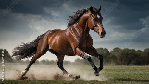 horse running in the field