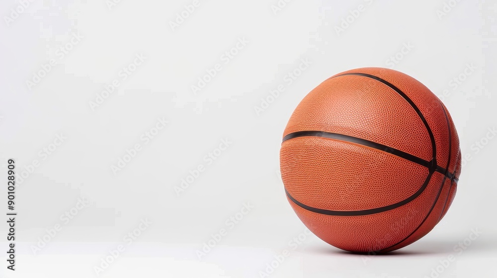 Basketball with detailed surface, isolated with generous space for copy text on the top Basketball with detailed surface, isolated with generous space for copy text on the top