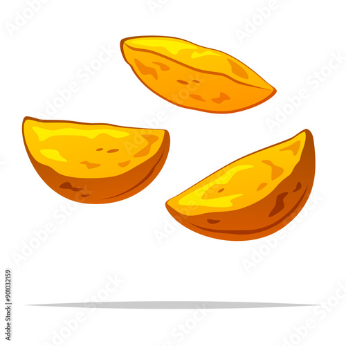 Potato wedges vector isolated illustration