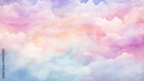 Hand-Painted Watercolor Sky Abstract Cloud Background