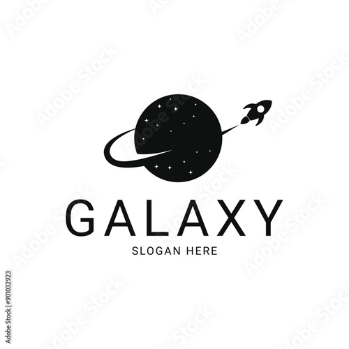 galaxy rocket space logo design concept idea