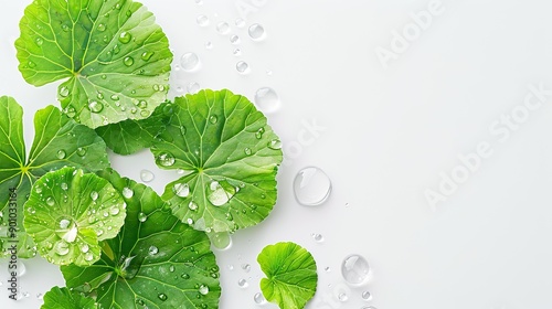 Centella Asiatica (Gotu Kola) Leaves with Dewdrops