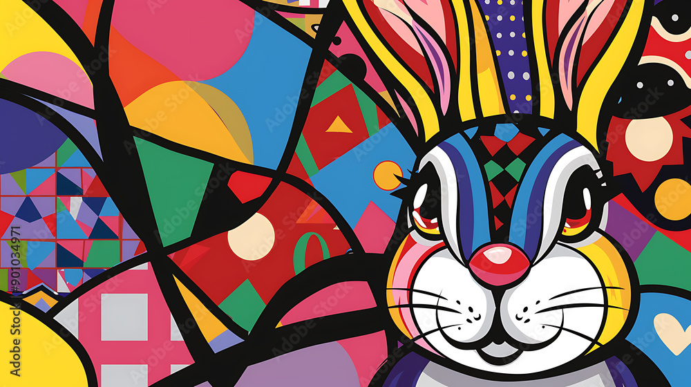 Abstract rabbit art design, wallpaper, the art of colorful beauty Abstract rabbit art design, wallpaper, the art of colorful beauty