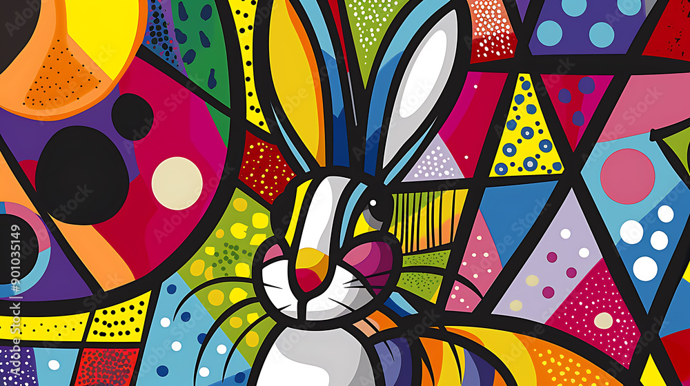 Abstract rabbit art design, wallpaper, the art of colorful beauty Abstract rabbit art design, wallpaper, the art of colorful beauty