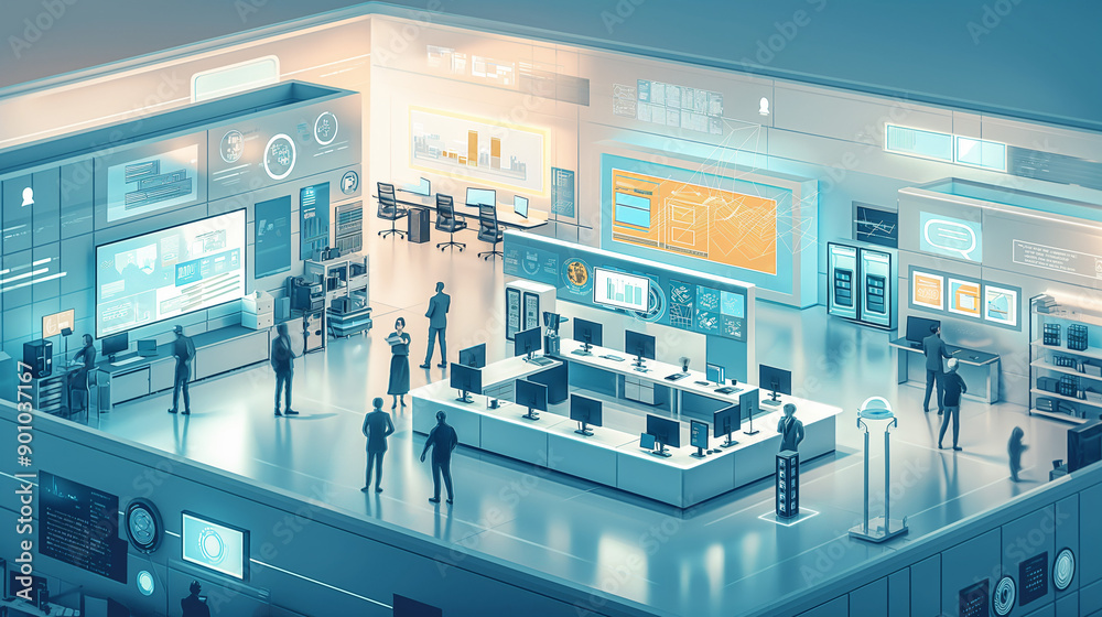 image of a tech-driven workspace with smart devices and advanced technology image of a tech-driven workspace with smart devices and advanced technology