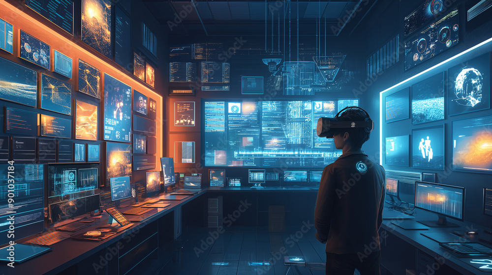 image of a tech-driven workspace with smart devices and advanced technology image of a tech-driven workspace with smart devices and advanced technology