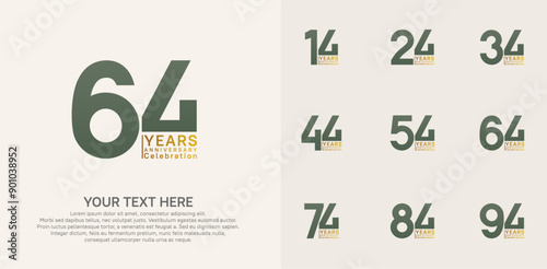 anniversary logotype style with green and gold color can be use for company celebration event