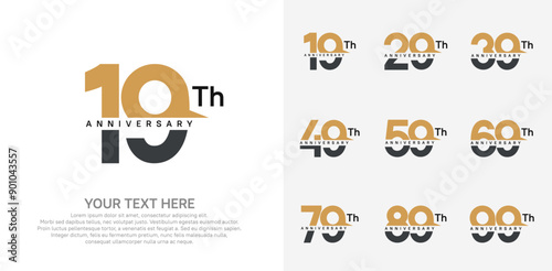 anniversary set logo style with brown and black color for company celebration moment
