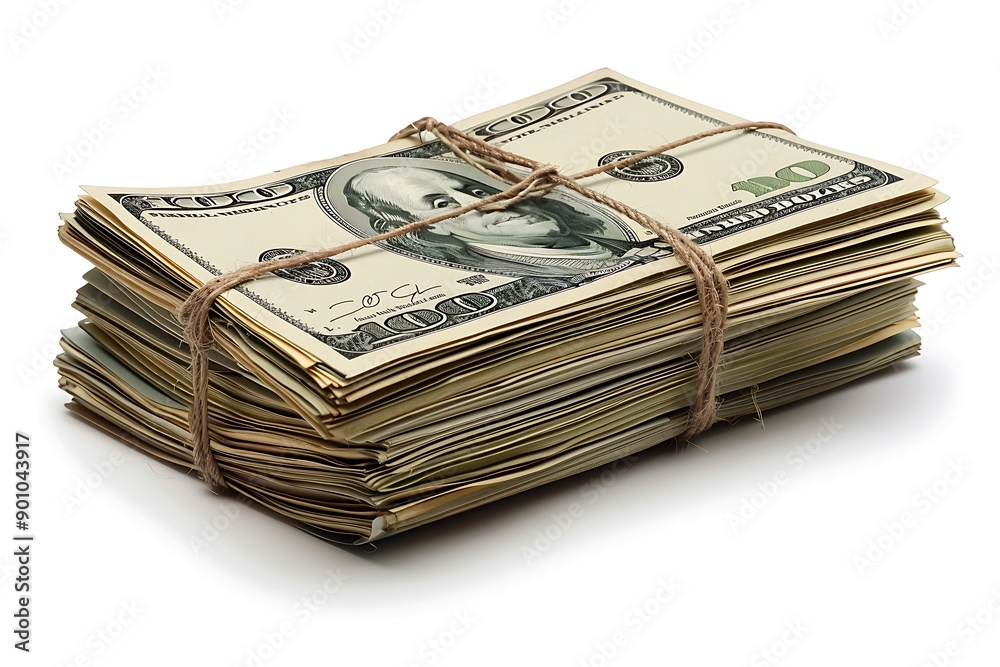 Stack of one hundred dollars banknotes close-up isolated Stack of one hundred dollars banknotes close-up isolated