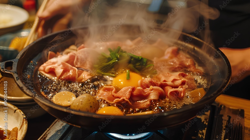 Sukiyaki hot pot.
Sukiyaki hot pot.