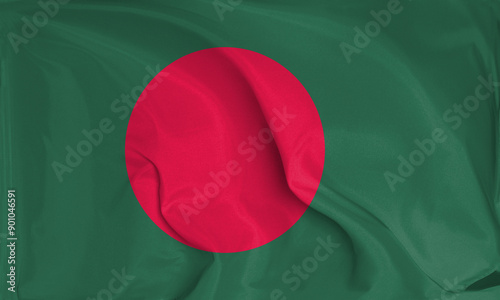 An up close view of Bangladesh's flag flying textures