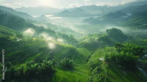 Sapa Rice Terraces, Vietnam - Lush, tiered rice paddies