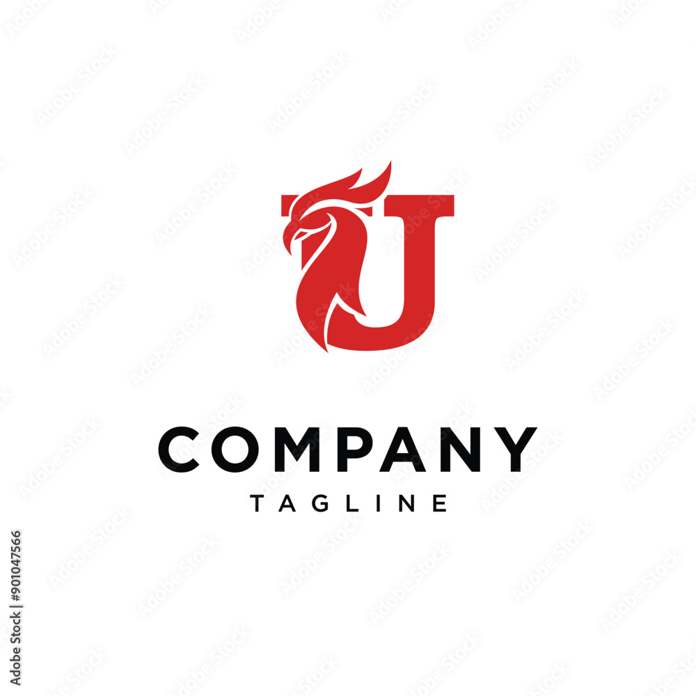 Obraz premium Letter U Phoenix Bird Logo Icon Vector