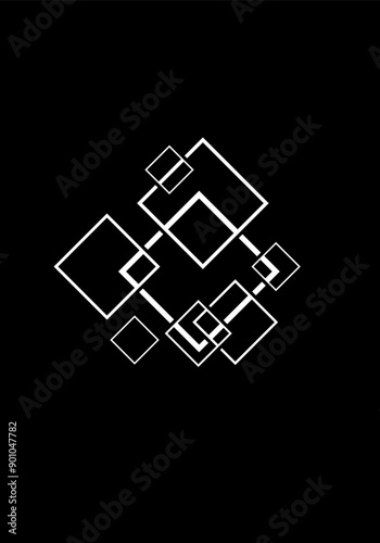Black and white geometric rectangle shape abstract background 