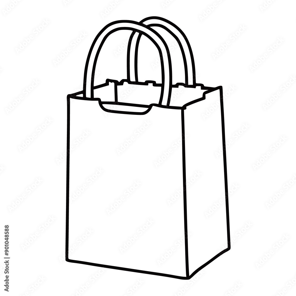Hand Drawn Continuous line art Shopping paper bag icon with handle vector Illustration generated by Ai Hand Drawn Continuous line art Shopping paper bag icon with handle vector Illustration generated by Ai