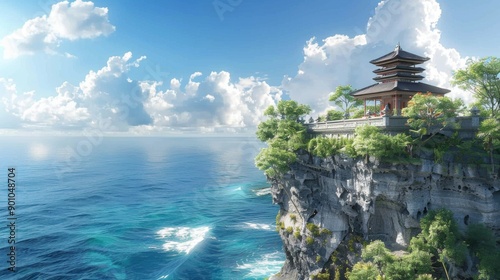 Uluwatu Temple, Bali, Indonesia - Cliffside temple with ocean views photo