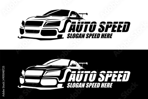 car logo black and white illustration design vector art	