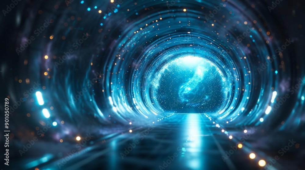 Futuristic tunnel to the stars - generative ai Futuristic tunnel to the stars - generative ai