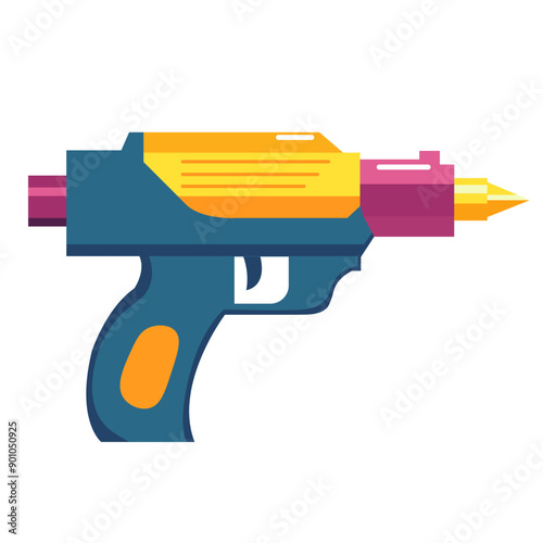 Modern futuristic gun vector illustration, laser blaster gun vector art, cartoon firearm weapon