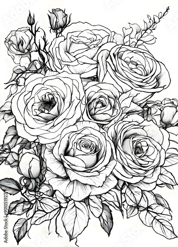 Wallpaper Mural black and white roses Torontodigital.ca