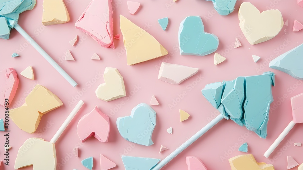 Broken Clay Arrow in Pastel Symbolizes Business Failure in Kawaii Style Broken Clay Arrow in Pastel Symbolizes Business Failure in Kawaii Style