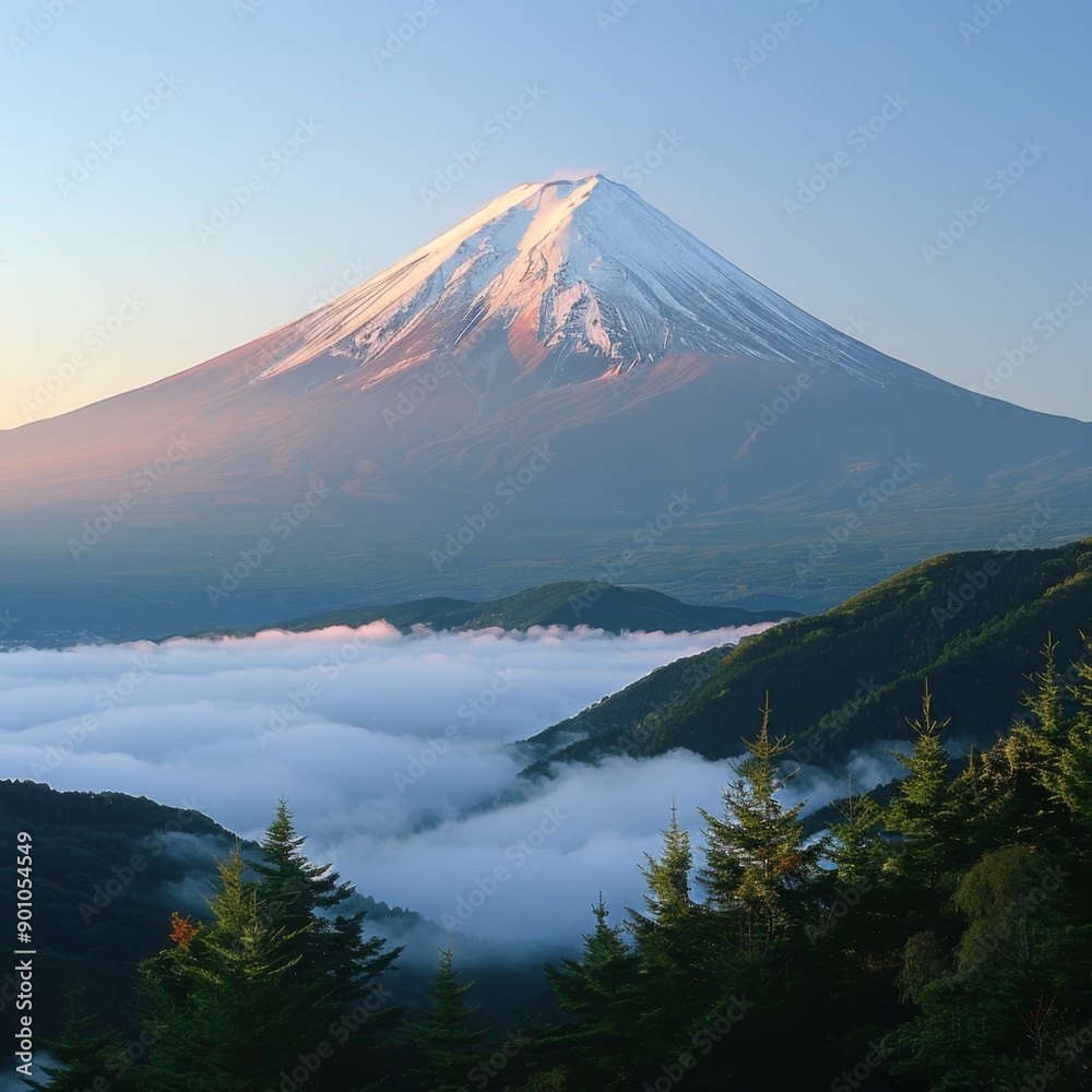 Fototapeta premium Mount Fuji, Japan - Iconic snow-capped volcano Asia