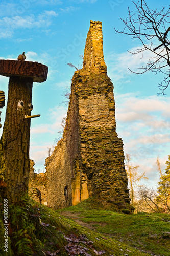 Zricenina hradu Buben castle ruins is a castle ruin in the district of Plzen-sever in the cadastral area of the municipality of Plesnice, Pilsen, Czech Republic photo