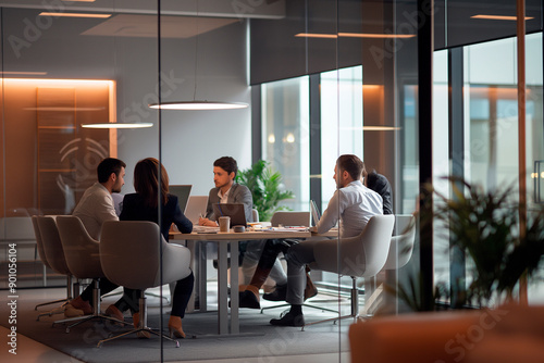 Businesspeople in business meeting in office