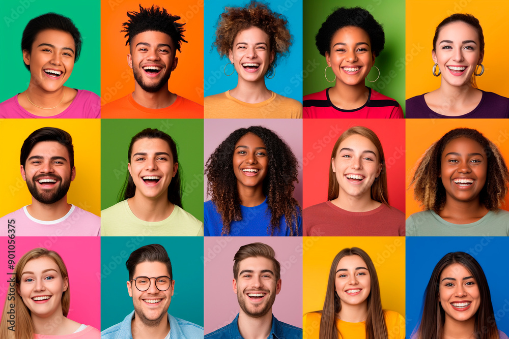 Portraits of multiracial many happy young people headshots with smiling faces Portraits of multiracial many happy young people headshots with smiling faces
