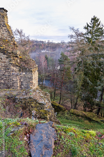 Zricenina hradu Buben castle ruins is a castle ruin in the district of Plzen-sever in the cadastral area of the municipality of Plesnice, Pilsen, Czech Republic photo