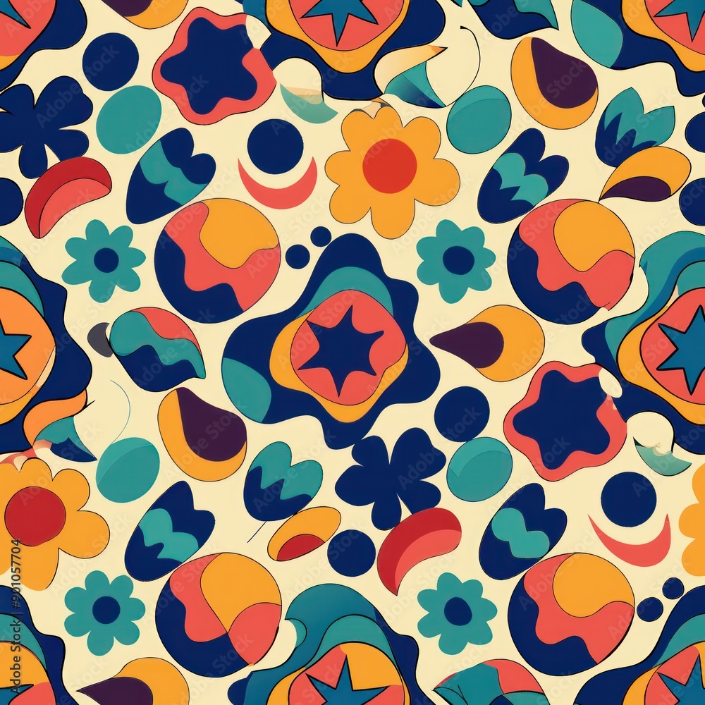 Fototapeta premium seamless pattern of abstract shapes and forms, Generative AI