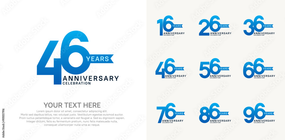 anniversary set, blue and black color with ribbon for celebration event