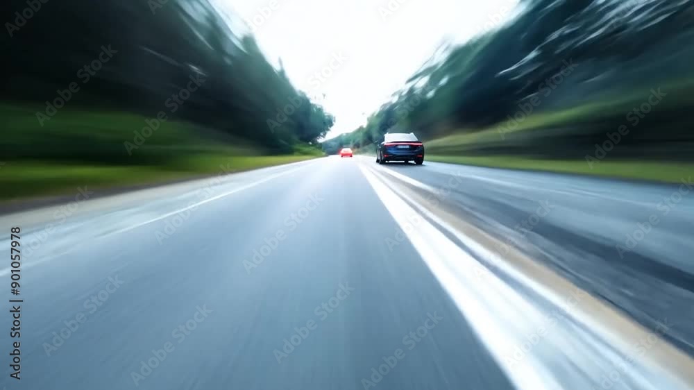 Fast Motion Blur of Cars on a Road During Overcast Day Generative AI Fast Motion Blur of Cars on a Road During Overcast Day Generative AI