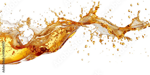 Oil or beer splash isolated on white background