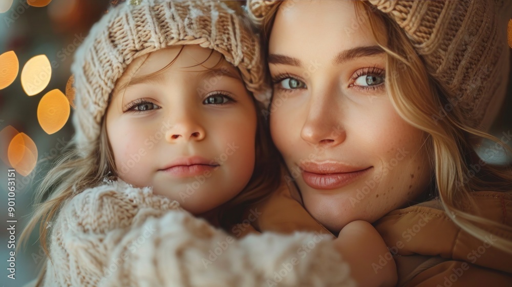 Cozy Winter Evening: A Mother and Child Embrace by the Fireplace Cozy Winter Evening: A Mother and Child Embrace by the Fireplace