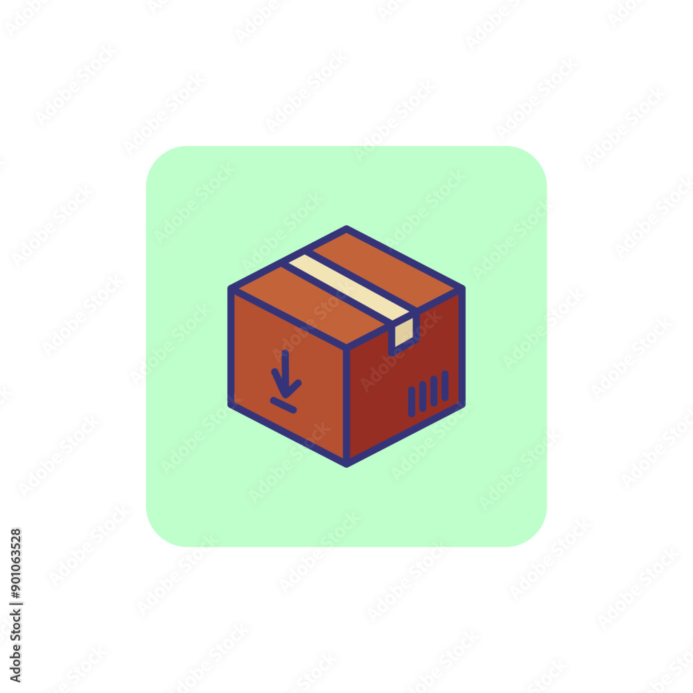Obraz premium Parcel line icon. Box with bar code and arrow down. Logistics concept. Can be used for topics like order delivery, courier, postal service