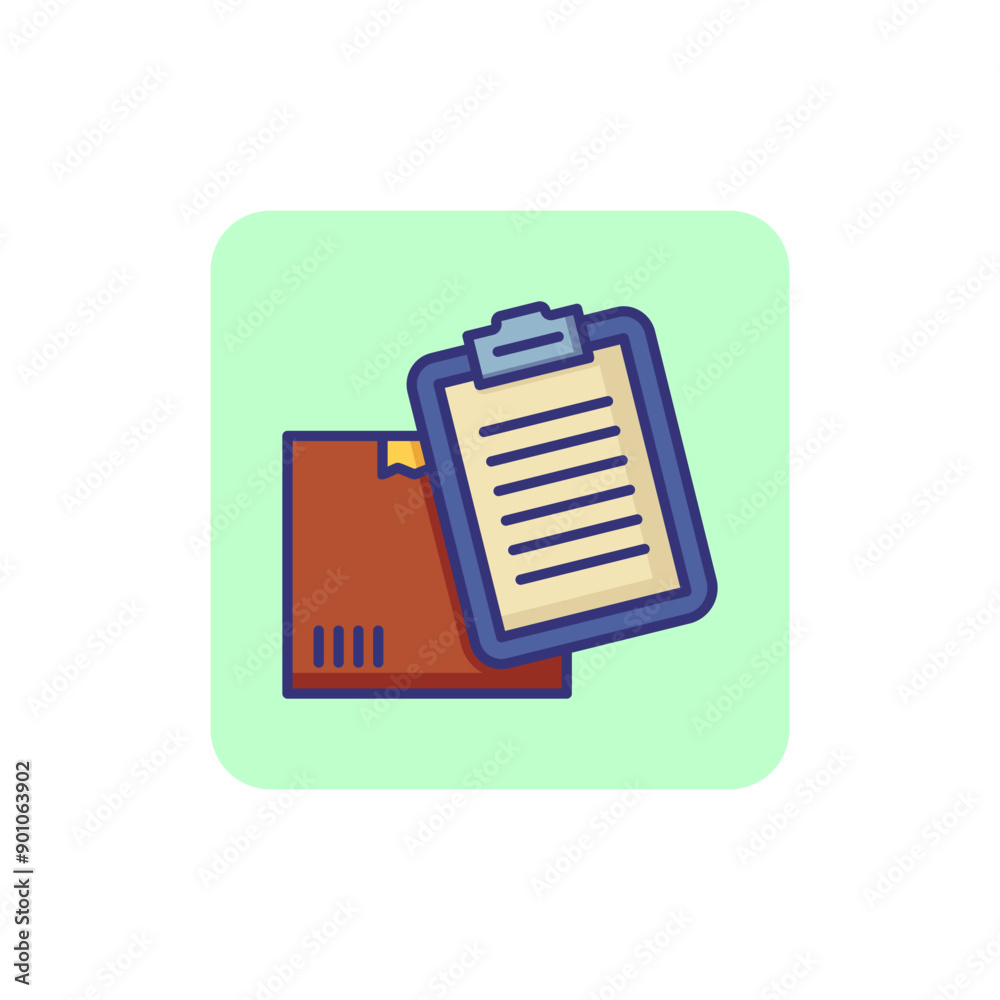 Report line icon. Box, parcel, checklist, document. Logistics concept. Can be used for topics like delivery, shipment, checking, customer service Report line icon. Box, parcel, checklist, document. Logistics concept. Can be used for topics like delivery, shipment, checking, customer service