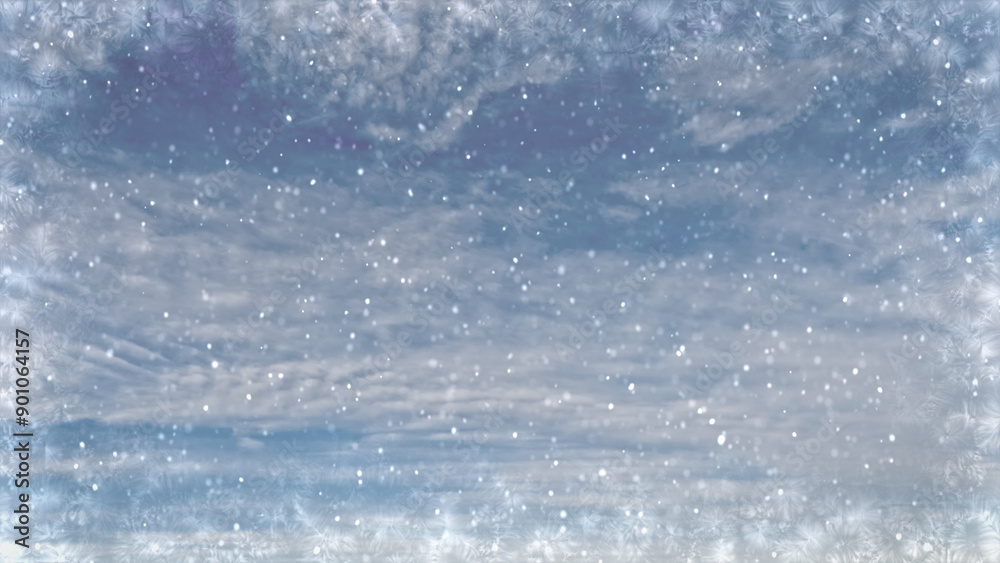 Obraz premium pretty falling snow on clouds on sky background - photo of nature