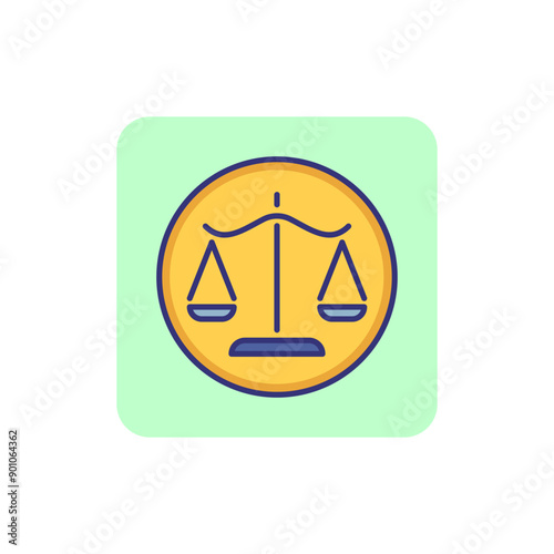 Scale of justice line icon. Balance, equal, courtroom, trial, circle, emblem. Justice concept. Can be used for topics like law enforcement, legislation, judgment
