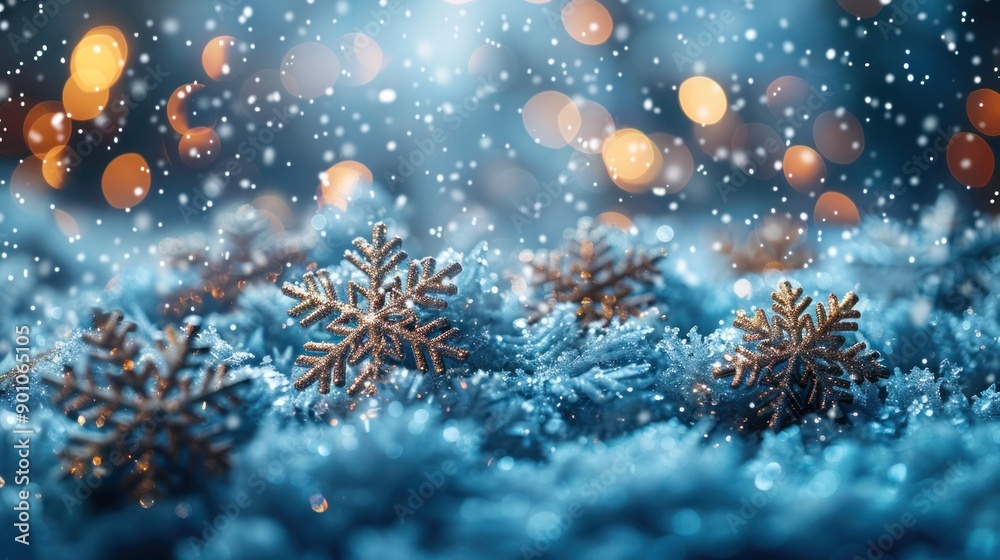 Fototapeta premium Crystallic Snowflake Christmas Banner