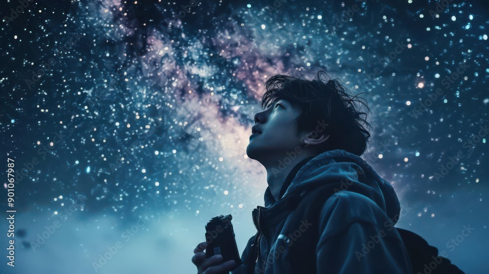 Astrophotographer capturing the night sky Astrophotographer capturing the night sky
