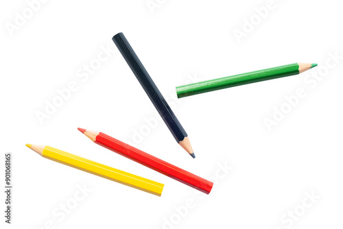 Konstfotografi Arrangement of colored pencils scattered against isolated background