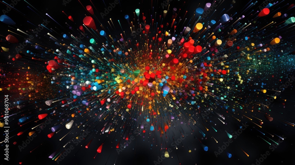 Abstract digital particle swarm in vibrant colors Abstract digital particle swarm in vibrant colors