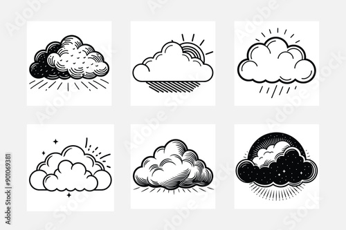 Elegant cloud white background artwork set collection
