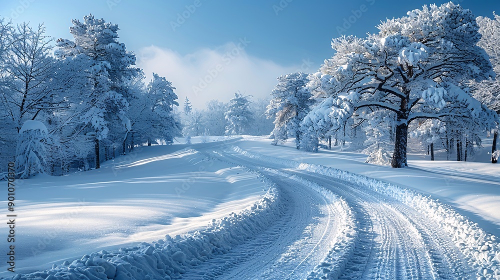 Obraz premium winter road in the forest