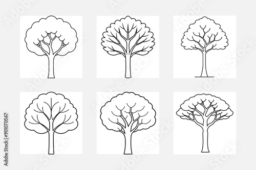 Leafy Tree Illustration for Kids Coloring Page

