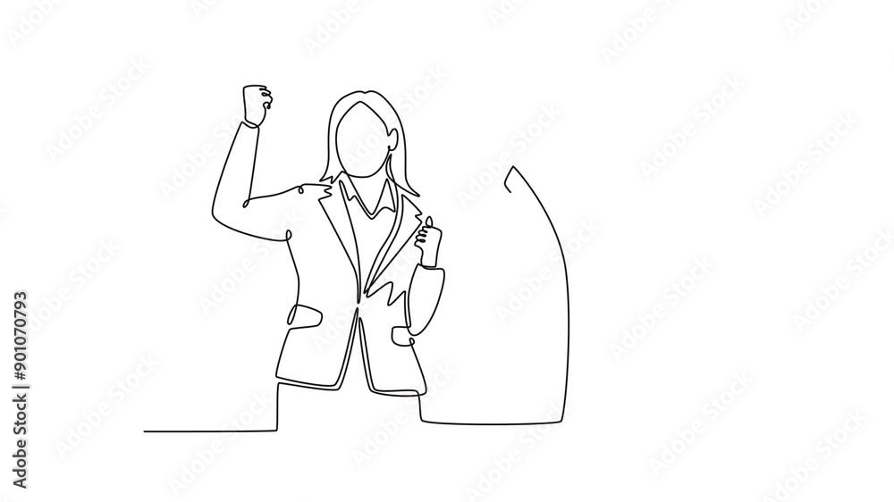 Office workers joy at work. Career, business achievement concept. Single line draw design. Full length animation illustration. High quality 4k footage. Office workers joy at work. Career, business achievement concept. Single line draw design. Full length animation illustration. High quality 4k footage.